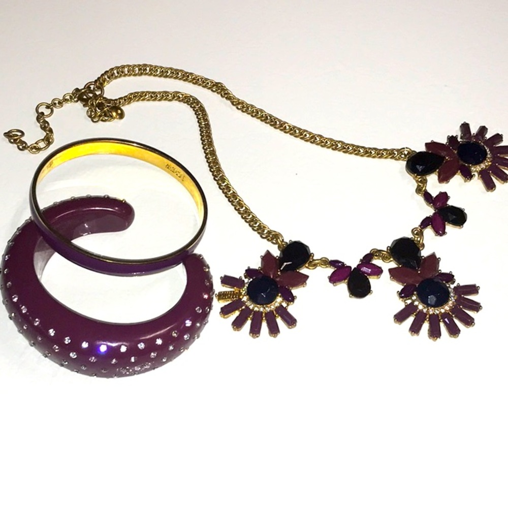 J. Crew bundle of Garnett color jewelry and white sparkly crystals.